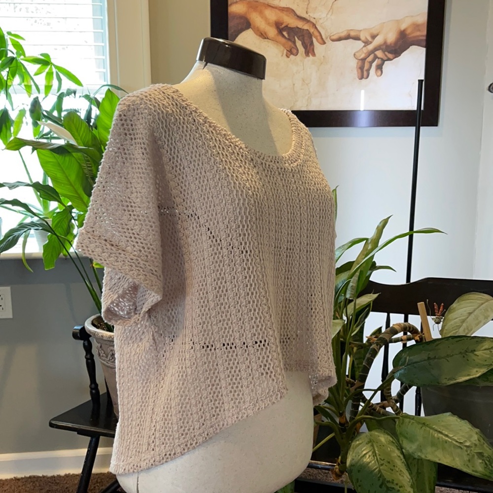 Hi/lo cropped large loop sweater
